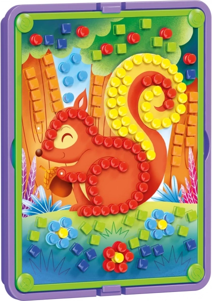 Quercetti mozaika Pin Bosco – dziecięca mozaika kołeczkowa z motywami leśnymi