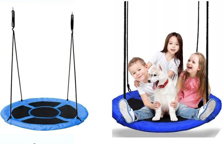 Składane huśtawkowe gniazdo niebiesko-czarne 102 cm