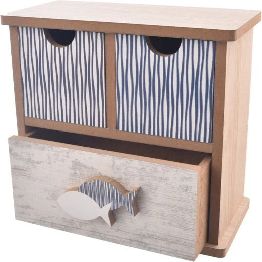 Drewniany organizer Beach z 3 szufladami