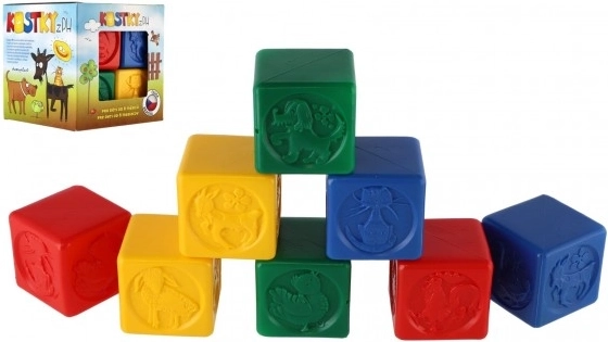 Kolorowe plastikowe klocki dla dzieci ze zwierzętami, zestaw 8 szt.