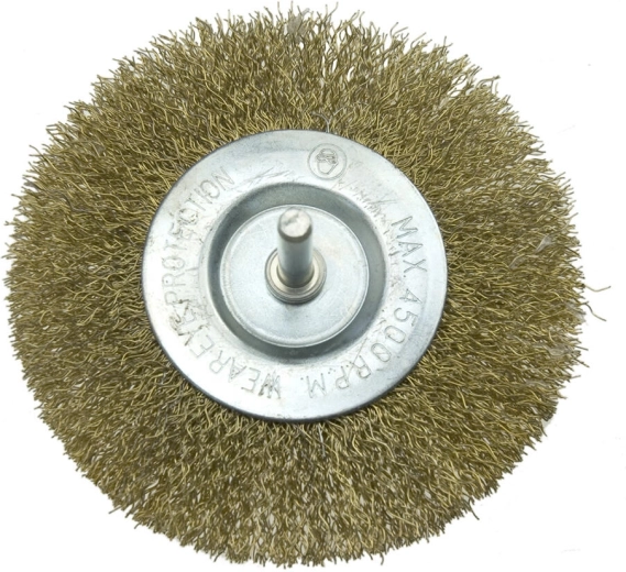 Szczotka okrągła na trzpieniu 80 mm, falowany drut stalowy 0,3 mm