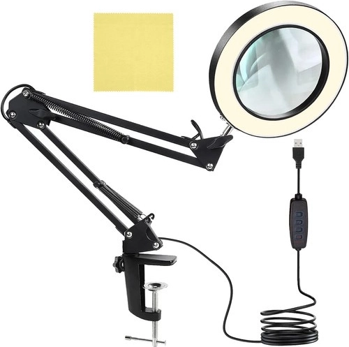 Lampka biurkowa z lupą i oświetleniem LED IZOXIS – czarna