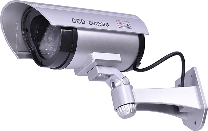 Solight atrapa kamery monitoringu z diodą LED, IP44, srebrna - 1 sztuka