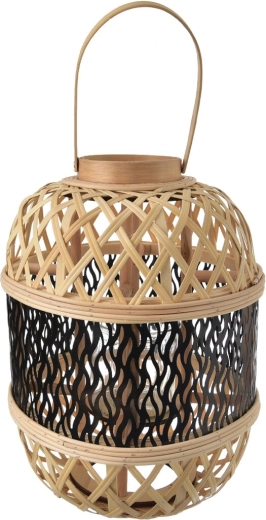 Pleciony wiklinowy świecznik brązowo-czarny 36 cm