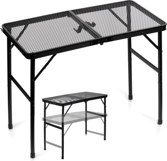 Vilde składany stół turystyczny 2w1 z regulacją wysokości 80 × 40 cm czarny