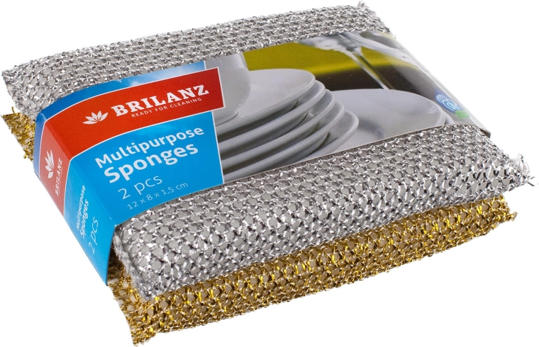 Wielofunkcyjna gąbka do naczyń 12 × 8 cm, mix złoty i srebrny, 2 szt.