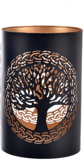 Metalowy świecznik TREE czarno-złoty 18 cm