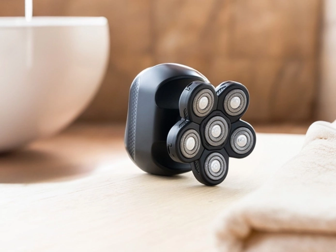 Sześć elastycznych głowic rotacyjnych dla gładkiego golenia