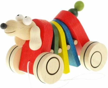 Drewniana zabawka do ciągnięcia Pies klapacz