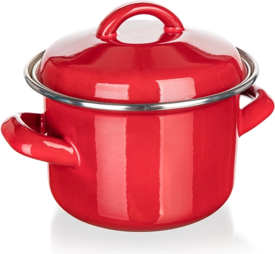 Emaliowany garnek z pokrywką 12 cm 0,78 l MILTON czerwony