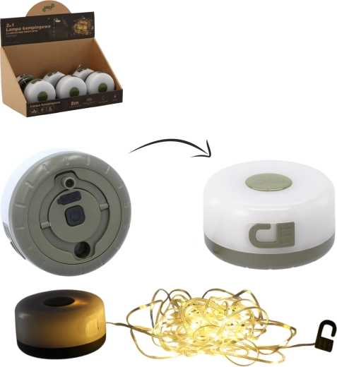 Kempingowa lampa LED z 8 m łańcuchem świetlnym, USB‑C