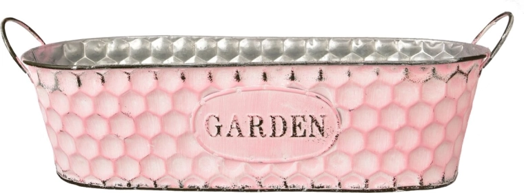 Metalowa osłonka skrzynkowa na kwiaty Garden różowa 37 cm