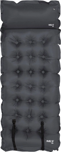 Samopompująca mata turystyczna z poduszką NILS Camp, ciemnoszara