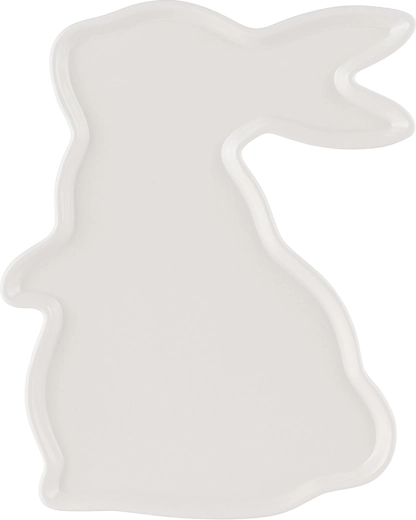 Porcelanowy talerzyk/ półmisek do serwowania w kształcie zajączka, kremowy 23 × 17 cm