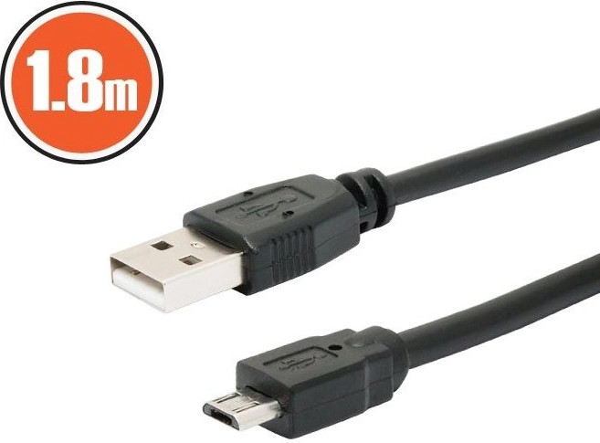Kabel USB 2.0 USB-A do micro USB-B, 1,8 m, czarny