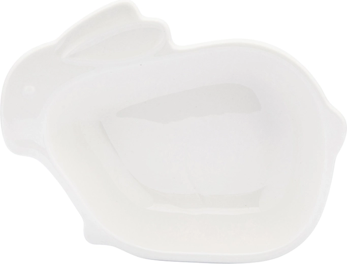 Porcelanowa miska do serwowania w kształcie zajączka, kremowa