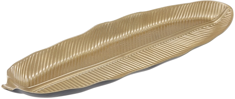 Dekoracyjna eliptyczna taca ze złotym liściem 50 × 16 cm