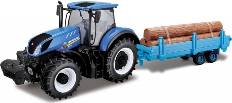 Bburago 1:32 Farm Traktor New Holland z przyczepą do drewna