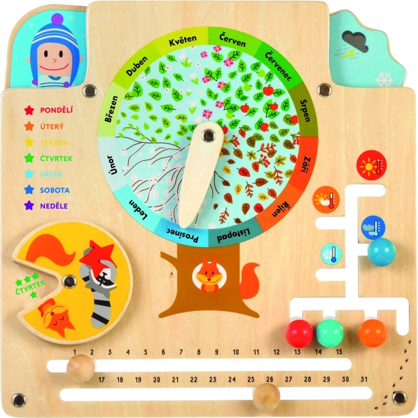 Lucy & Leo drewniany kalendarz przyrody – edukacyjna tablica Montessori
