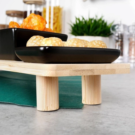 Stabilna bambusowa taca na nóżkach