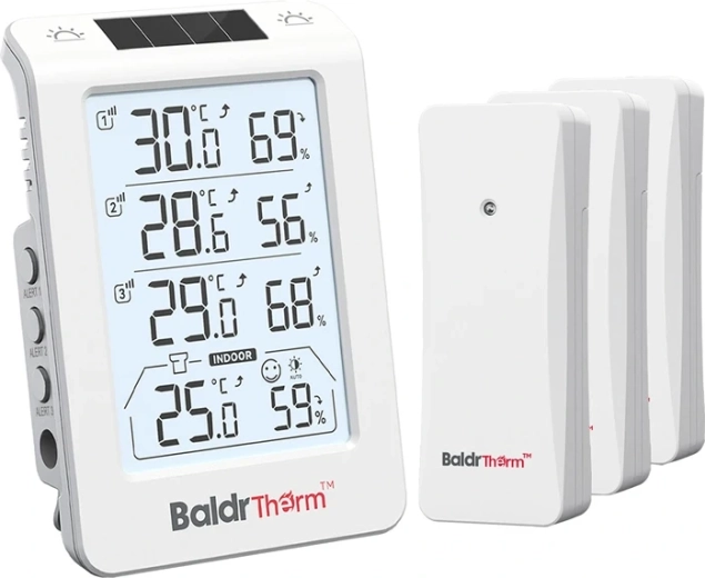 Baldrtherm trzykanałowy termohigrometr z automatycznym podświetleniem