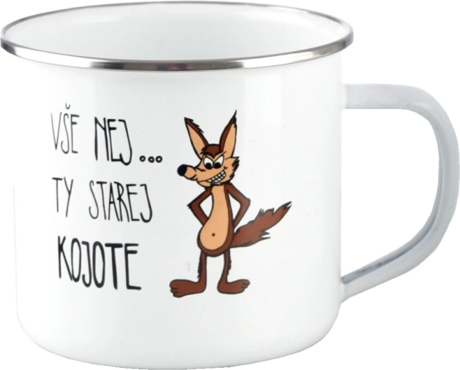Biały emaliowany kubek blaszany Kojot 500 ml
