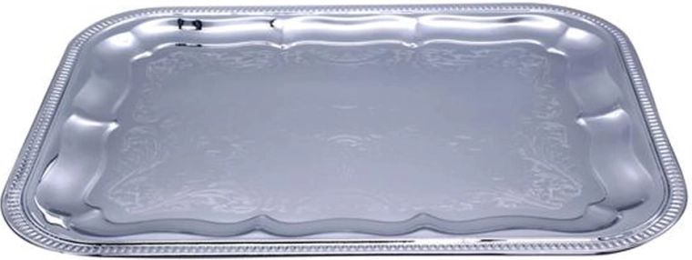 Prostokątny chromowany taca 41 × 31 cm