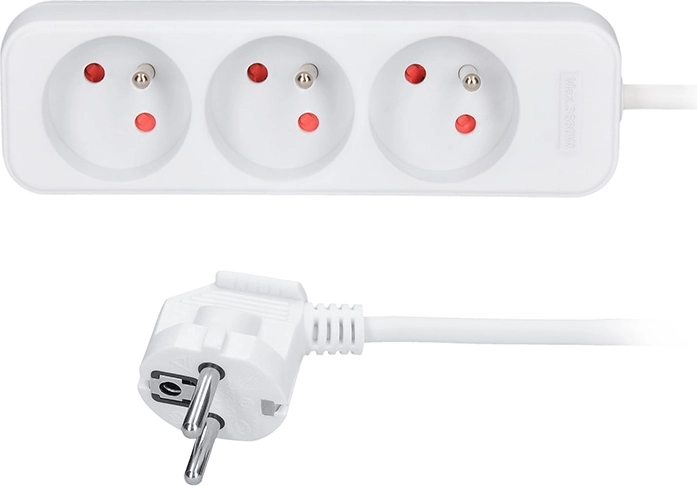 Solight przedłużacz z 3 gniazdami, 3 m, biały