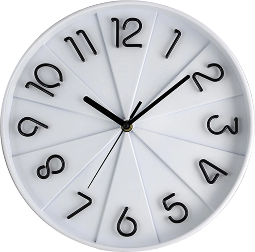Zegar ścienny 30 cm z tarczą 3D – biały, szkło i metal