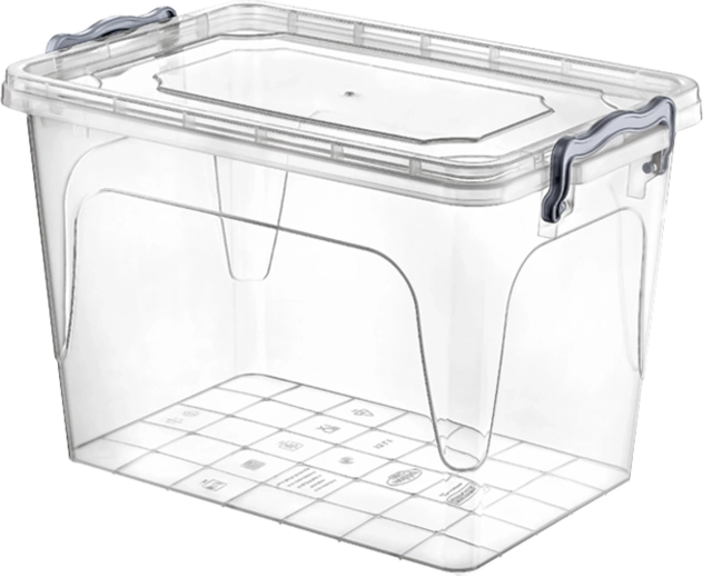 Plastowy pojemnik do przechowywania 21 l z pokrywą na klipsy, transparentny