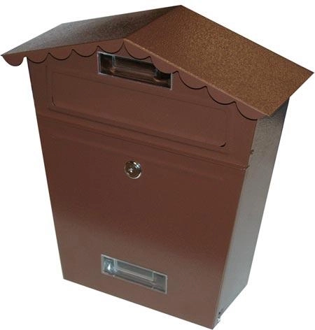 Skrzynka pocztowa z daszkiem brązowa 290 × 360 × 105 mm