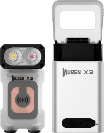 Wuben X3 White latarka kieszonkowa 700 lm z aluminiowym bezprzewodowym pudełkiem ładującym, biała