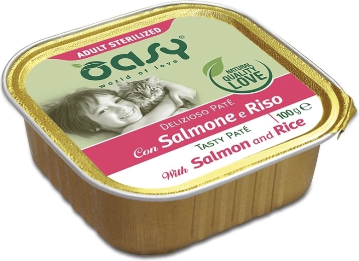 Oasy Tasty Pate dla kotów kastrowanych z łososiem i ryżem 100 g