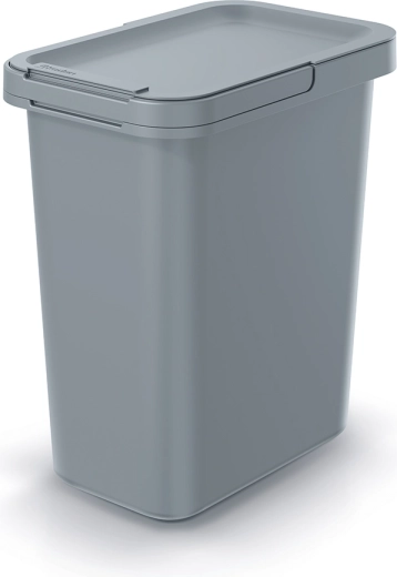 Wąski kosz na śmieci Systema 12 l, jasnoszary z uchylną pokrywą