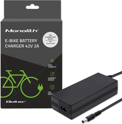 ładowarka do rowerów elektrycznych 36 V Li‑ion, 42 V 2 A, wtyk 5,5 × 2,1 mm