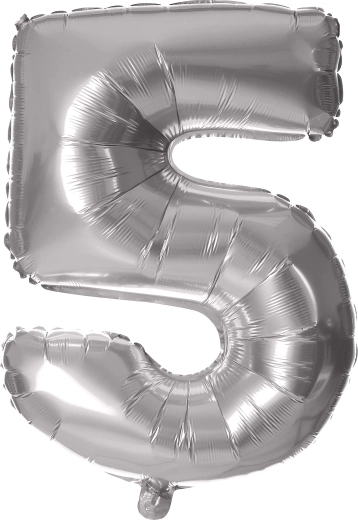 Balon foliowy TORO cyfra 5 30 cm – Srebrny
