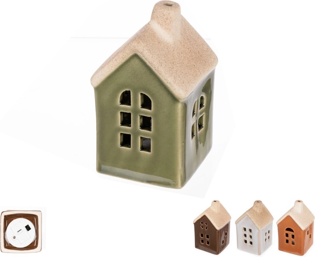 Porcelanowy domek LED 9 cm – mix 4 wariantów