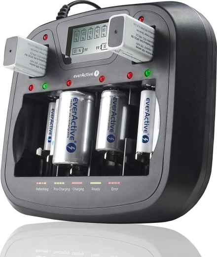 EVERACTIVE uniwersalna ładowarka Ni‑MH z LCD i USB, 8 kanałów