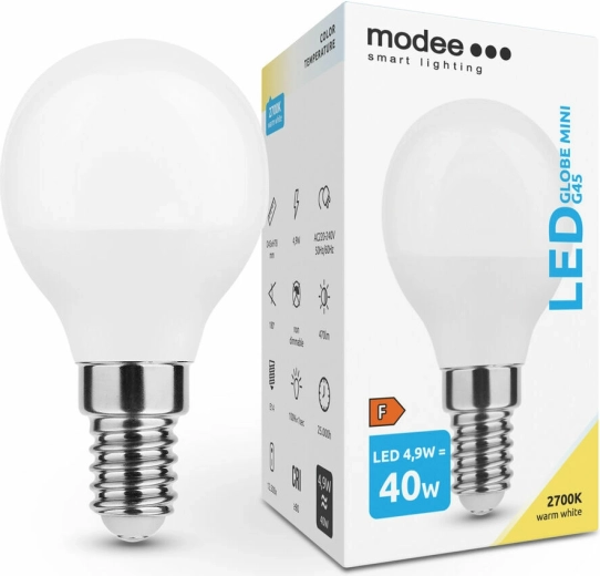 Modee Smart Lighting LED żarówka Globe Mini G45 4,9 W E14, 470 lm, ciepła biel