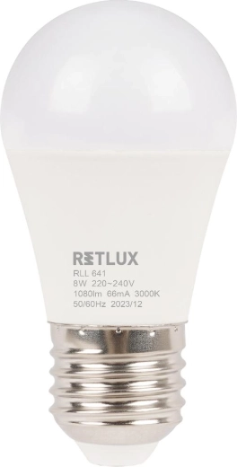 Żarówka LED Retlux G45 E27 8 W, ciepła biel
