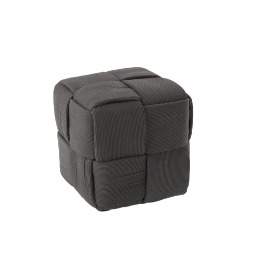 Pleciony taboret w kształcie kostki, ciemnoszary 34 × 34 × 34 cm