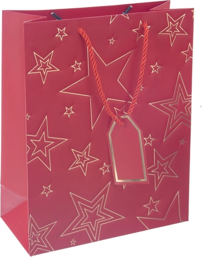 Papierowa torba prezentowa z motywem gwiazdy, biała 26 × 12 × 32 cm