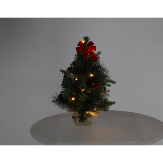 Bożonarodzeniowa choinka stołowa z 15 LED, 50 cm, czerwona – 1 sztuka