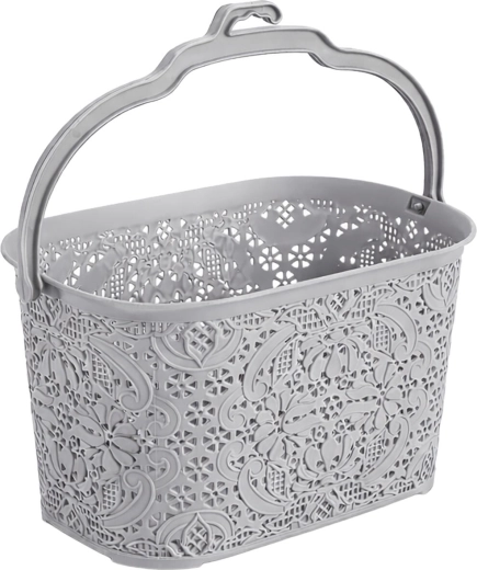 Wiszący koszyk na klamerki 22 × 14,5 × 13,5 cm, plastik, jasnoszary