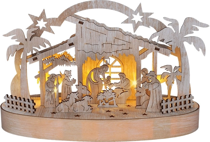 Solight bożonarodzeniowa drewniana szopka z podświetleniem LED 25 cm