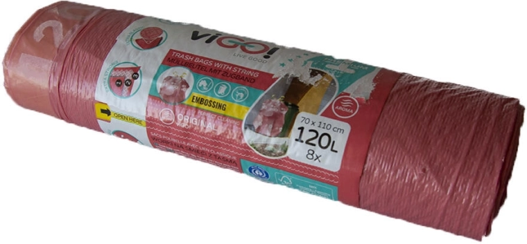 Worki na śmieci z taśmą ściągającą 120 l o zapachu malin 4 Seasons, 70 × 110 cm, 8 szt.