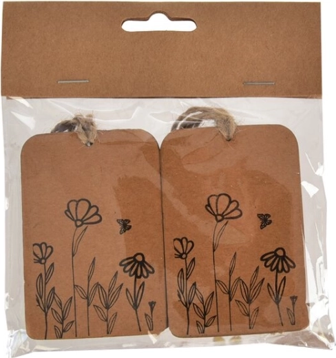 Papierowa zawieszka/imiennik z motywem roślinnym czarna 6 × 8 cm (4 szt.)