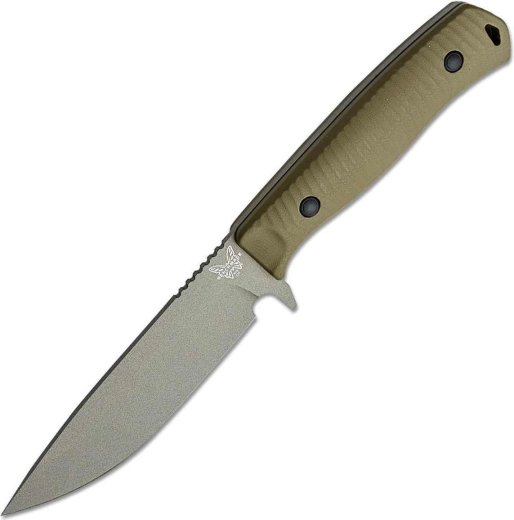 Benchmade Anonimus outdoorowy nóż z pełnym trzpieniem G10, szary/oliwkowy, pochwa Boltaron