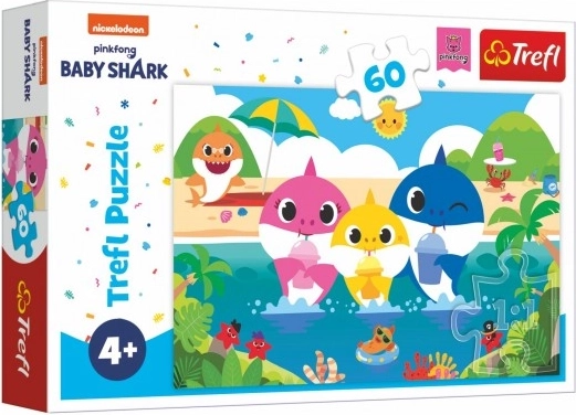 Puzzle Baby Shark – rodzinka rekinów na wakacjach, 60 elementów (33 × 22 cm)