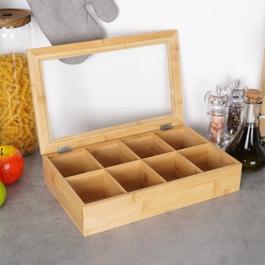 8 przegródek dla perfekcyjnie posegregowanych herbat